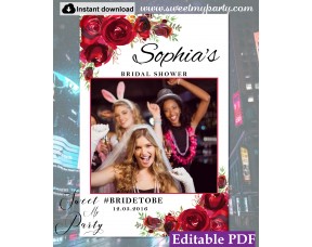 Red Roses Photo Booth Frame template,(16)